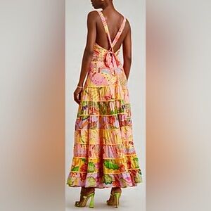 Farm Rio Mixed Pink Prints Maxi Dress Lightweight Cotton Pastel Color size S NWT